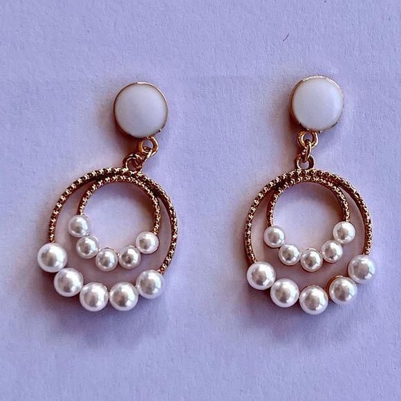 Hoops and Pearls Gold Plated Earrings - Picture 2 of 4